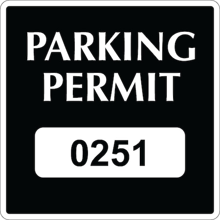 Lustre-Cal Static Cling Parking Permit Black 3in x 3in  Square Serialized 251-300, 50PK 253745SCL1KSq0251